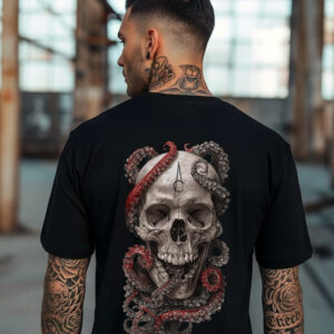 Octoskull black and white